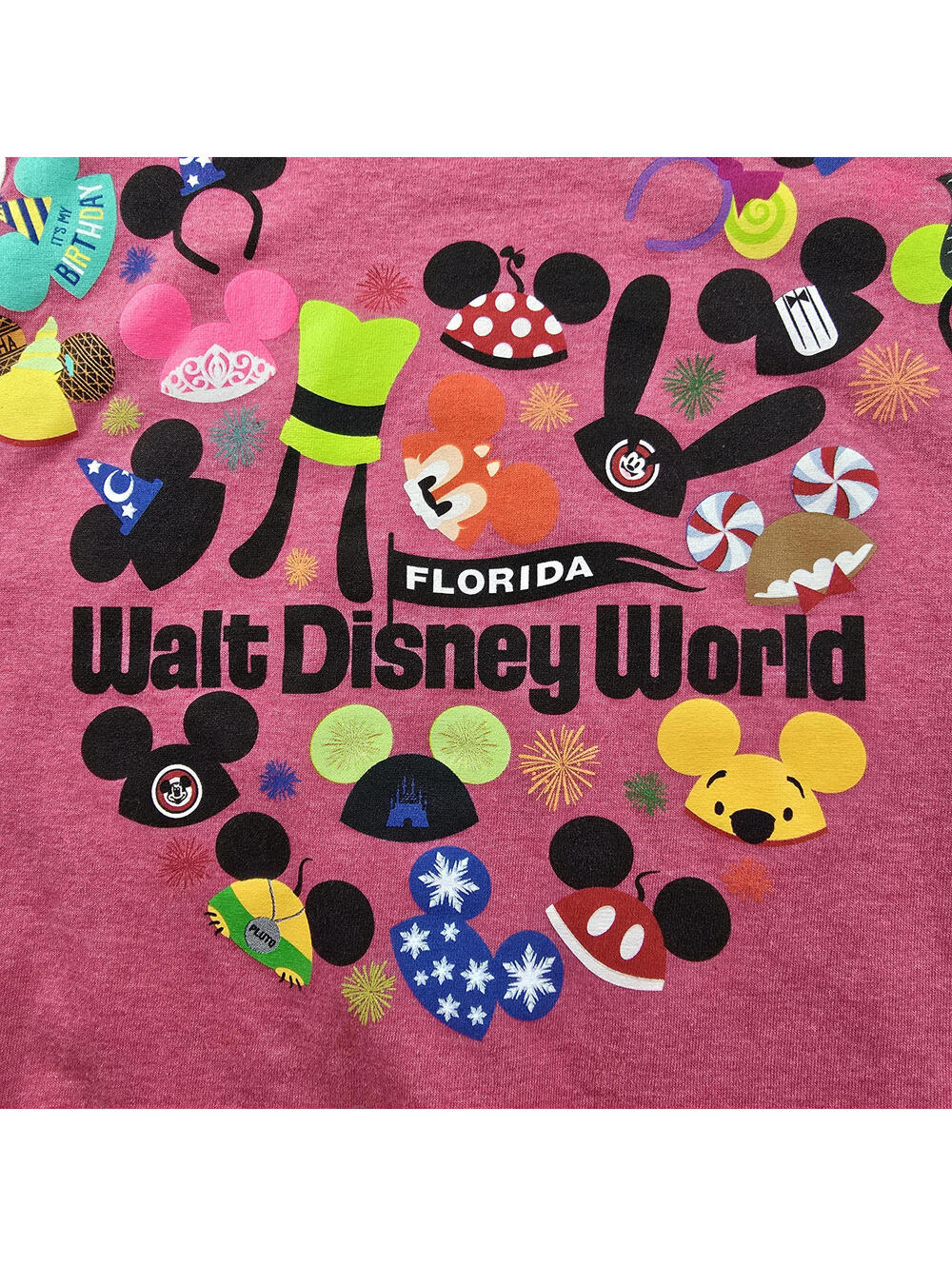 Walt Disney World Florida Pink T-Shirt with Mickey Ear Hat Design Size Large - Picture 7 of 7